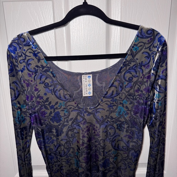 Free People Burnout Velvet Long Sleeve Bodycon Mini Dress - Picture 7 of 14